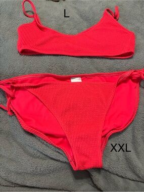 No Boundaries Hot Pink Textured Ribbed Bikini Set